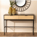 Mesa Consola Credencia Ferro Preto Madeira Wengue